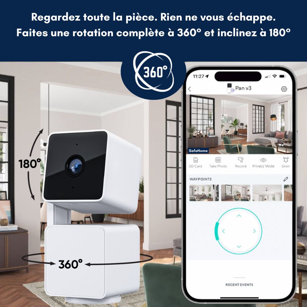 SafeHome｜Caméra de surveillance HD, Wifi avec détection de mouvement et interactivité smartphone